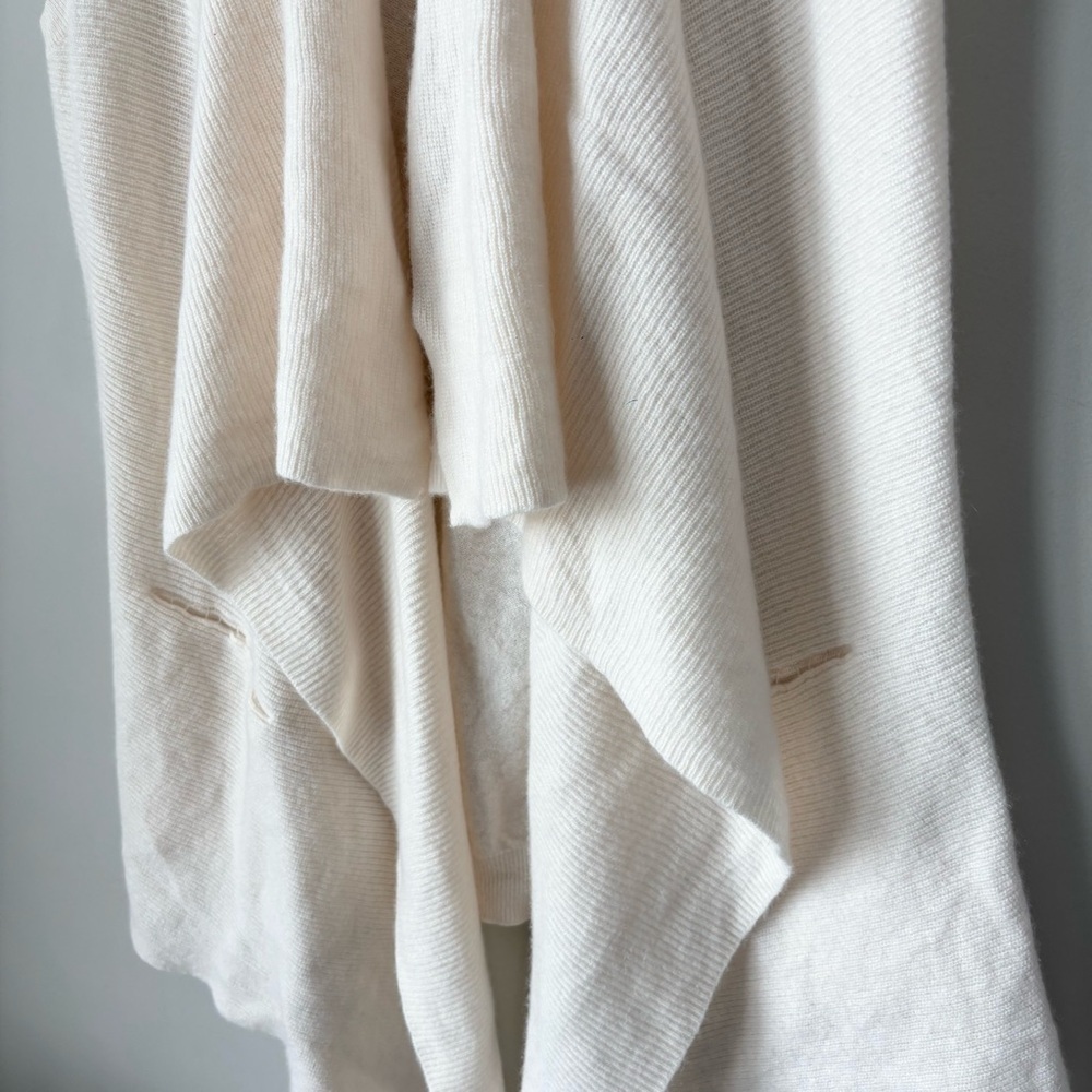 Vince Cream Cashmere Wool Sleeveless Draped Cardigan Vest Size S - Picture 3 of 6